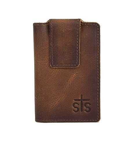 STS Ranchwear Men's Premium Full Grain Leather Tucson Money Clip with 1 Exterior Card Slot, Magnetic Money Clip, ID Slot, 1 Interior Card Slot