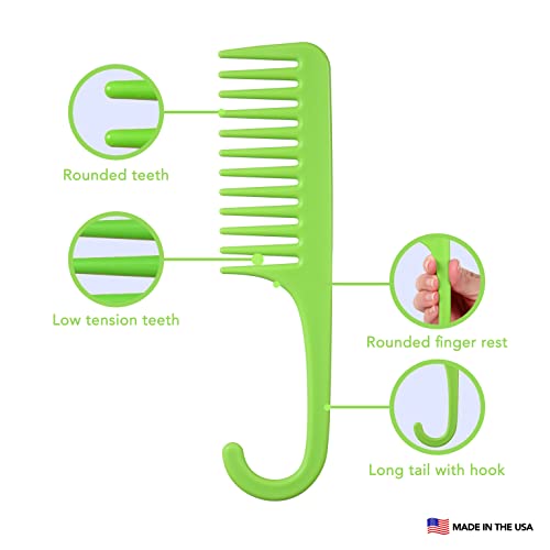 Peine Allegro Combs #1002 dientes anchos con gancho verde miniatura 5