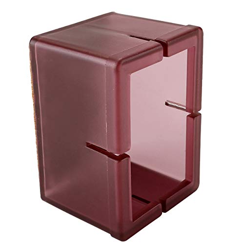 Chair Leg Caps, Warmhut 16Pcs Transparent Clear Silicone Table Furniture Leg Feet Tips Covers Wood Floor Protectors, Felt Pads, Prevent Scratches (Rectangle)(Brown) #TOP6