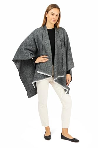 Image of Women's Shawl Wrap Poncho Ruana Cape Cardigan Sweater Open Front for Fall Winter Spring