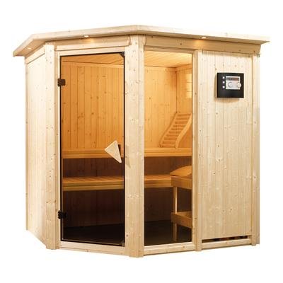 Fiona 1- Karibu Sauna inkl. 9- kW- Ofen- mit Dachkranz