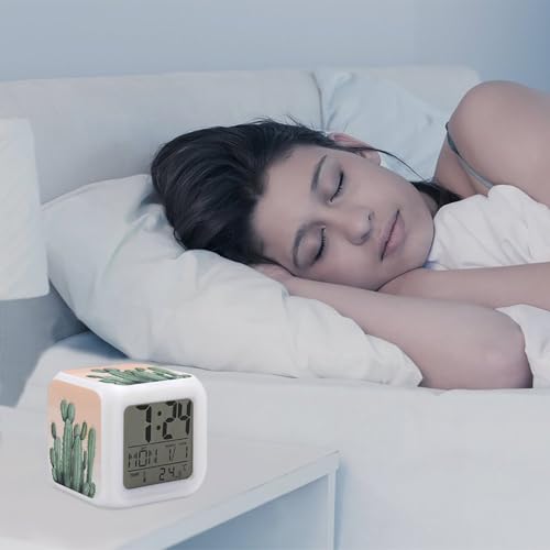 Réveil numérique haut de gamme à affichage LED vert aquarelle durable