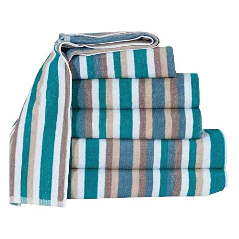 TheWhiteWater 100% Pure NATURAL COTTON HAND TOWEL Royal Victorian Stripe Towel Flossy Cotton Stripe Design Hand Bath Sheet (Teal, Hand Towel) Cover