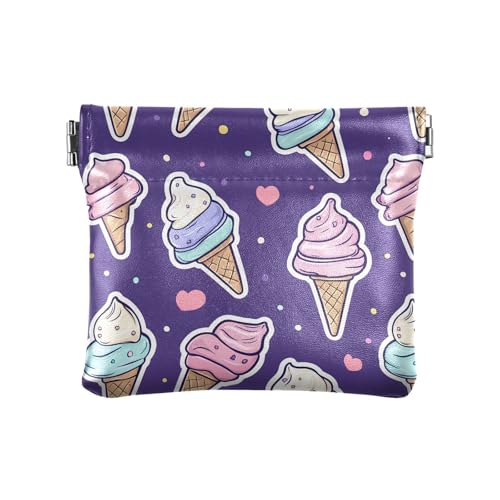 Coin Purse for Women Cartoon Ice Cream Coin Pouch Change Holder PU Leather Mini Wallet Portable Coin Bag Money Pocket