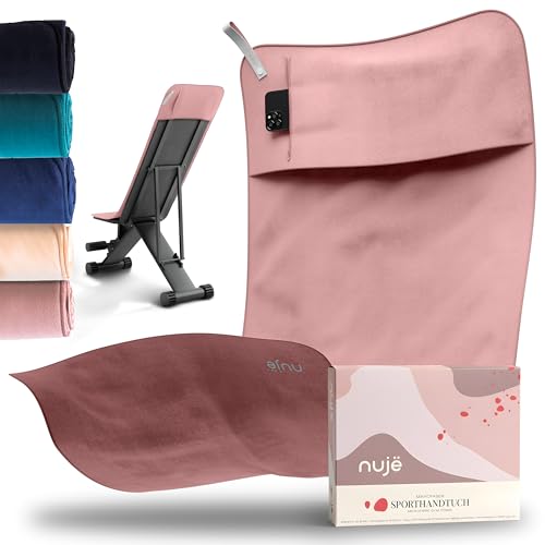 nujë Fitness Handtuch mit Tasche Microfaser I MIT Geschenkverpackung I Sporthandtuch Fitnessstudio I Extra groß & mit Umschlag für alle Geräte I Gym-Handtuch I Gym Towel