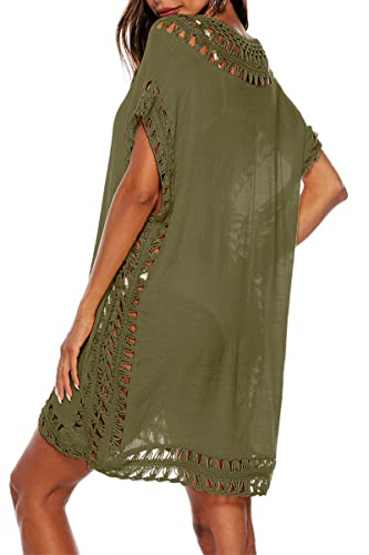 Image of Adisputent Womens Swimsuits Cover Ups Crochet Chiffon Beach Cover Bathing Suit Bikini Wear Coverups Dress