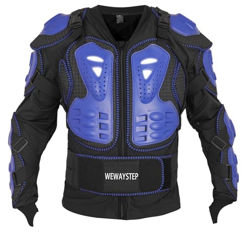 WEWAYSTEP Motorcycle Protective Jacket Full Body Armor, Chest Spine Protection Dirt Bike Gear for Men Motocross MTB Racing (US, Alpha, Large, Regular, Regular, Blue) by WEWAYSTEP - Used condition - US$42.67