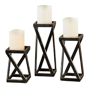 Touch of Class Mylle Geometric Black Metal Candleholders Set of Three - Small, Medium, Large Sizes - Modern Pillar Candle Display - Prismatic Twisting Square Design - Modern Element for Home Touch of Class Mylle Geometric Black Metal Candleholders Set of Three Small Medium Large Sizes Modern Pillar Candle Display Prismatic Twisting Square Design Modern Element for Home
