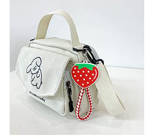 NCDUANSAN Kawaii backpack girl people Messenger bag mini small backpack cute Korean INS puppy pattern(WHITE)3