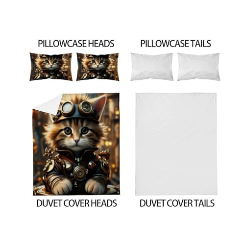 Housse de couette chat mécanique 200x200cm, cadeau idéal pour garçon