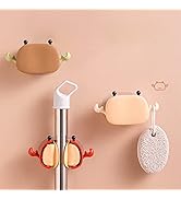 Aredenua Mop and Broom Holder - Crab Mop Clip with Hook Design - Wall Mounted Organizer for Home/...
