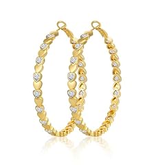 Gold CZ Heart Earings-60mm
