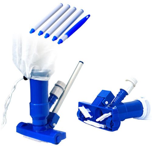 Above Ground Pool Spa Pond Mini Jet Vac Brush Vacuum Cleaner w/4' Pole, Mesh Bag