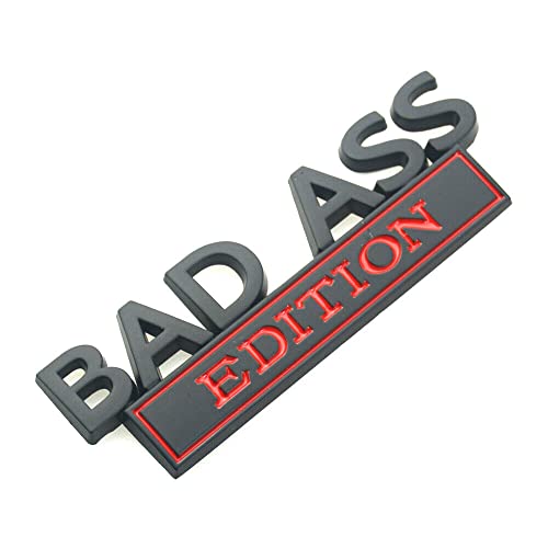 2 Pack Bad Ass Edition Emblem 3D Metal Badass Badge Sticker Decal With 3M Tape Replacement For Cars, Trucks, Motorcycles, Boats & Laptops (Black Red) #TOP1