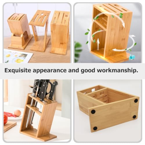 Porte-couteaux bambou avec base antidérapante support incliné stable - 7