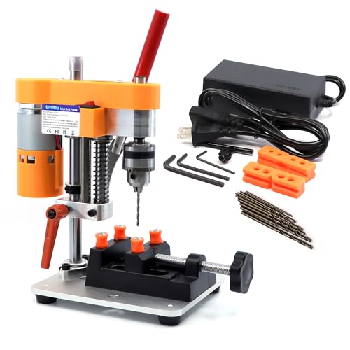 NovelLife Mini Drill Press Precision Benchtop Drilling Machine Elecric Portable Table Driller CNC 795 Motor B10 Chuck Metal Wooden DIY Jewelry Making Crafts Tool Upgraded