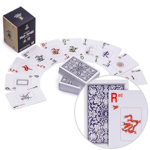 Image of Yellow Mountain Imports American Mah Jongg (Mahjong) Playing Cards, Indigo - 178 Card Set | 178 American Mahjong playing cards, indigo back design, 8.7 x 5.8 cm each. Cards only, no holders or dice.