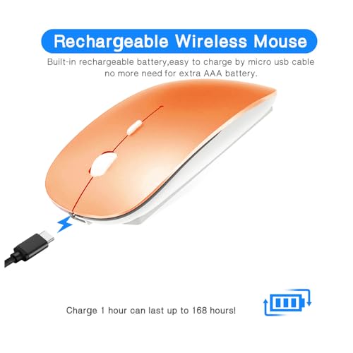 Image of KLO Rechargeable Bluetooth 5.2 /3.0 /Type-C /USB-2.4G Mouse for MacBook /MacBook air /Pro /iPad, Wireless Mouse for Laptop /Notebook /pc /iPad /Chromebook (Orange)