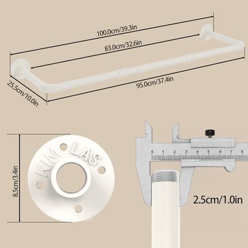 YheenLf 100cm Kleiderstange Industrial, Kleiderständer Wandmontage, Offener Kleiderschrank, Kleiderstangen für die Wand, Platzsparend, 1 Stück, Beige