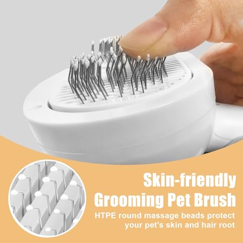Image of Cat Steam Brush for Shedding, Pet Steam Brush for Dog with Release Button,Anti-Static Pet Spray Hair Removal Comb,Cat Spray Comb for Long & Short Haired Pets,White