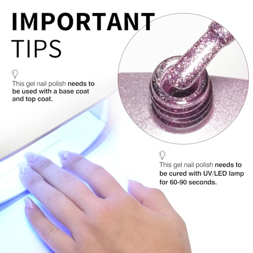 Image of CANNI 9ml Purple Glitter Gel Nail Polish, High Gloss UV LED Soak Off Gel