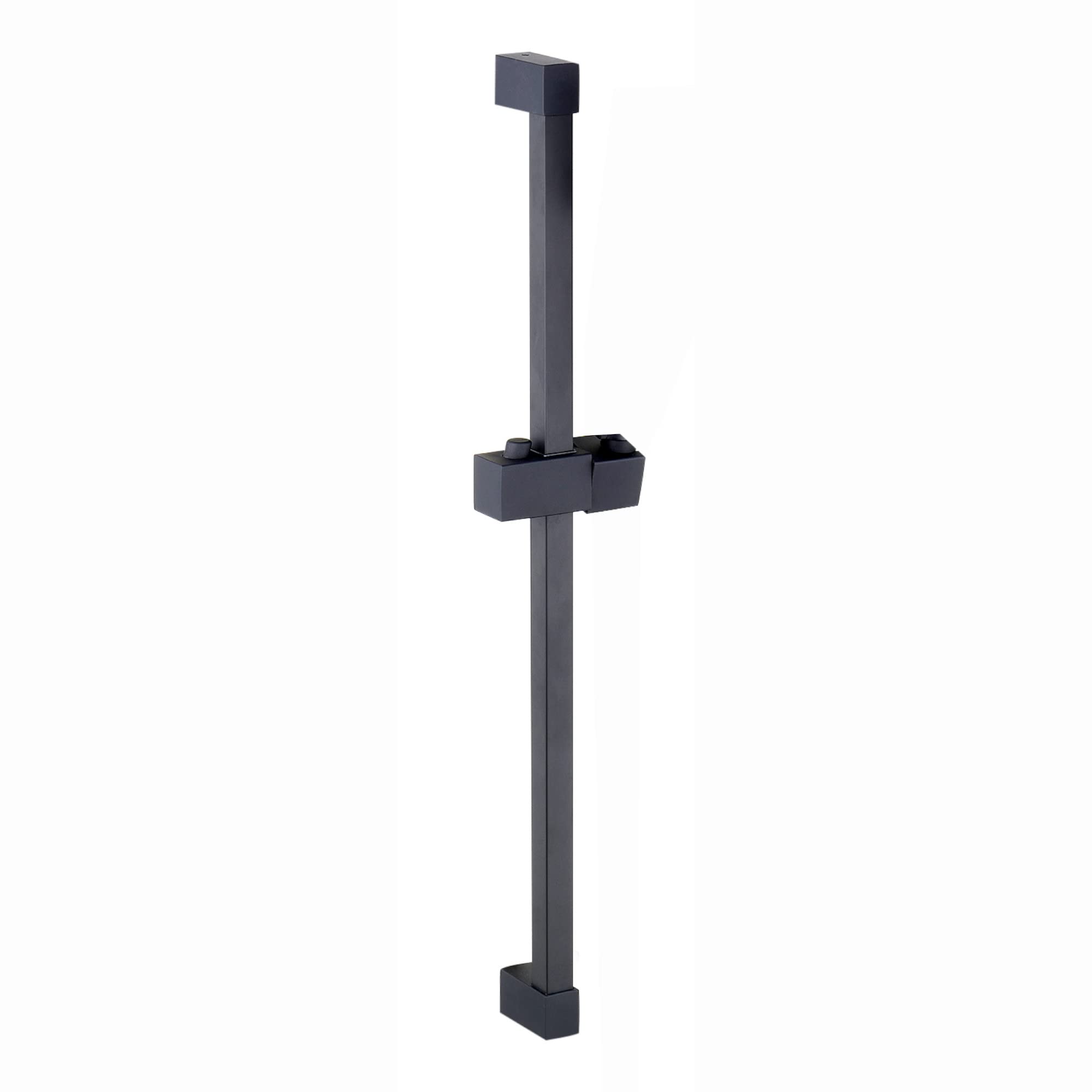 Enki Black S29, Square Shower Slider Rail Bar With Hand Shower Holder Square Shower Riser Rail,