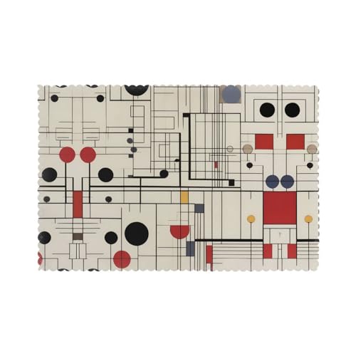 WZYWHJ Bauhaus Lines Prints - Juego de 6 manteles individuales resistentes al calor, 12 x 18 pulgadas, antideslizantes, resistentes a las manchas, fáciles de limpiar, para decoración de fiestas