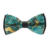 ACCXECTGGV Men's Bow Ties Turquoise Luxury Texture Gold Glitters Marble Pre-Tied Bow Tie Formal Tuxedo Bowtie Adjustable Neck Bowtie for Men Wedding Party