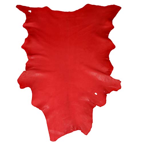 Glacier Wear First Quality Buckskin Leather - Red (7.00 to 7.75 sq ft)