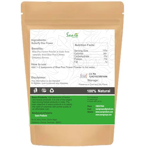 Blue Pea Flowers Powder, 50g, Butterfly Pea Flower Tea, Aprajita, Asian pigeonwings, Cordofan pea Flower Powder (Pack of 1 X 50g)