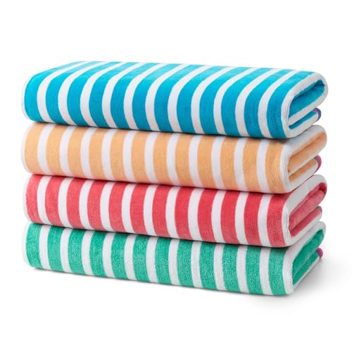 Kaufman - Colorful Racing Striped Beach & Pool Towel - Extra Large Beach Towel - Soft & Absorbent 100% Cotton Towels - Assorted Colors - 30