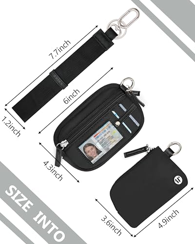 Image of Wallet Wristlet for Women, RFID Wallet Keychain with Dual Pocket | Nylon Wristlet Wallet with Coin Purse, ID Window, Card Holder and Small Wallet Design