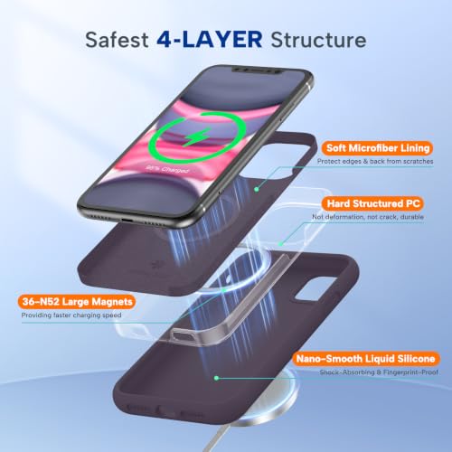 Image of Miracase Silicone & Magnetic for iPhone 11 Phone Case, Dark Purple