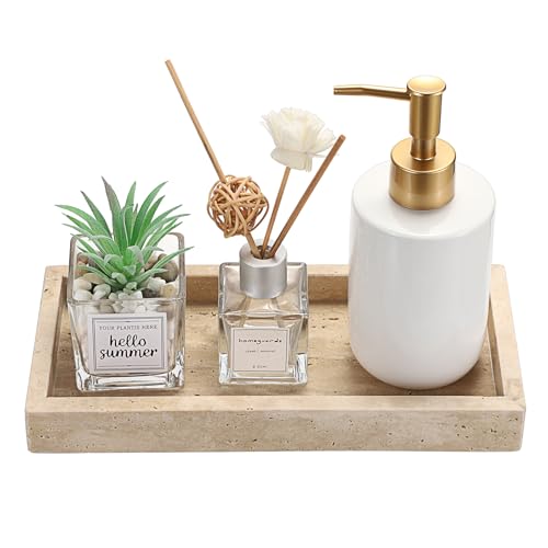 SUMNACON Natural Travertine Serving Tray Countertop Organizer, Rectangle Beige Bathroom Vanity Tray Jewelry Trinket Tray Decorative Storage for Kitchen Table Dresser (25x12x3cm) - Cosy Home Interiors SUMNACON Natural Travertine Serving Tray Countertop Organizer, Rectangle Beige Bathroom Vanity Tray Jewelry Trinket Tray Decorative Storage for Kitchen Table Dresser (25x12x3cm) - Image 7