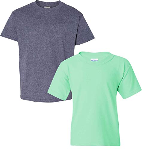 Gildan Kids' Heavy Cotton Youth T-Shirt, Heathernavy-mint, XL