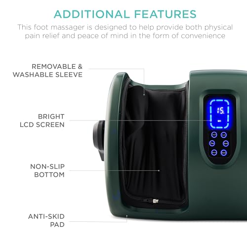 Image of Best Choice Products Shiatsu Foot Massager with Heat for Plantar Fasciitis & Neuropathy, Kneading Foot & Calf Massager with Remote, 360 Adjustable Handle, Rolling & Compression Massage - Green