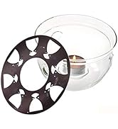 Teapot Warmer with Stainless Steel Plate Handcrafted Clear High Borosilicate Glass Round for 600-...