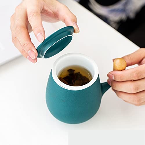 Mug Poignée de Mugs avec Filtre de Couvercle créatif Simple Maison Bureau Maison de thé thé Oolong thé Solide os Chine Chine Tasses Tasse à thé (Color : Zen Wind Black)