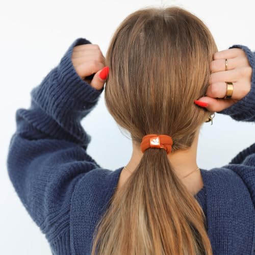 Kaxi, Solid High Intensi'ties, Durable Nylon Hair Ties for Everyday use, 3 Pack (Burnt Orange)