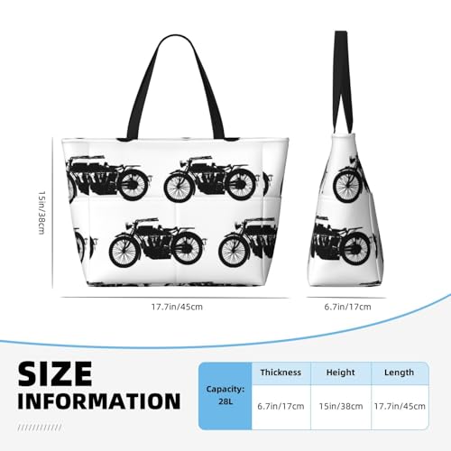 Cool Crazy White Black Motorcycle Pattern Beach Bag Women Tote Bag Pool Bag With Zipper For Gym Grocery Travel With Wet Pocket3