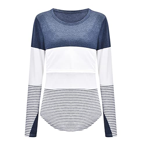 Potton Breast Feeding Shirts Long Sleeve For Breastfeeding And Pumping Breast Feeding Stripes Breastfeeding Clothes Blouse #TOP4