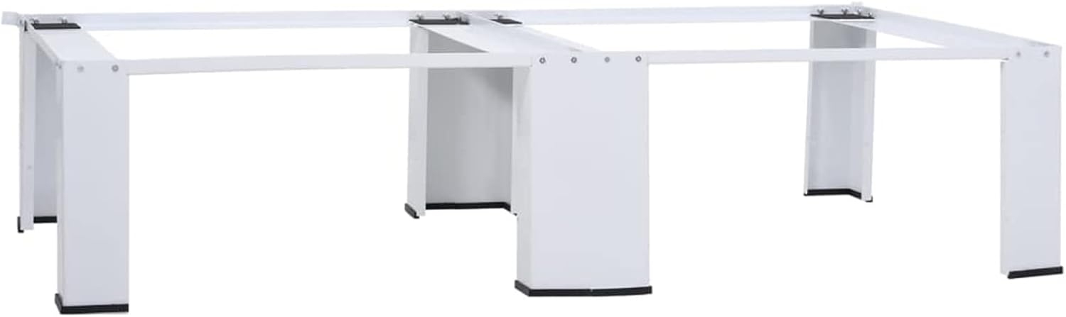 Tidyard Double Washing Machine Pedestal, Laundry Pedestal Base, Steel Frame, 54.5 x 27.2 x 12.8 Inches, White, for Standard Washer and Dryer