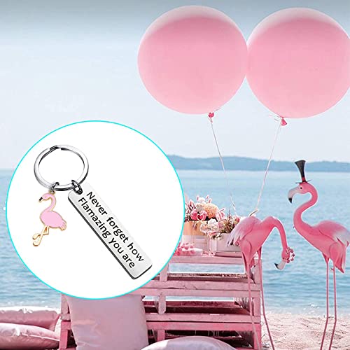 tenghong2021 Motivational Flamingo Keychain Never Forget How Flamazing You are Keychain Gift for Women Girls2