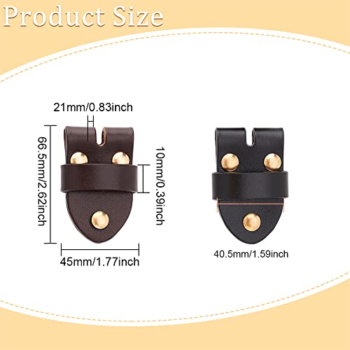 FINGERINSPIRE 2 Pcs Men's Pin Buckle Head 66.5x45x21mm Black & Brown Retro Belt Buckle with Brass Screw Rivets Leather Belt Replacement Link Buckle Belt Head for DIY Leather Craft Sewing Accessories - Image 2