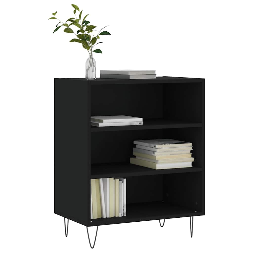 Sideboard Schwarz 57x35x70 cm Holzwerkstoff mit Eisenbeinen Viel Stauraum für Wohnzimmer Esszimmer Flur Büro und Küche, platzsparend, Moderne Konsole und Anrichte, langlebig