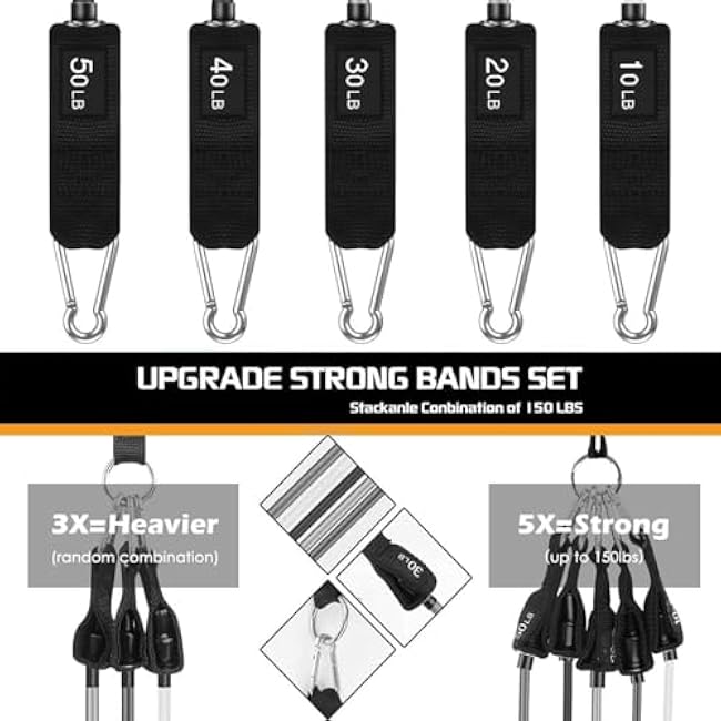 VEICK Resistance Bands, Exercise Bands for Working Out with Handles, Elastic Workout Bands for Men Women, Exercising Bands for Strength Training Equipment at Home Gym