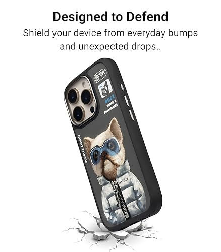 Image of Nimmy Dazzling MagSafe Embroidery Case for iPhone 16 Pro Max | 3D Animal Design | Shockproof Leather Finish Back Cover | MagSafe Compatible (Tall Rich & Handsome)