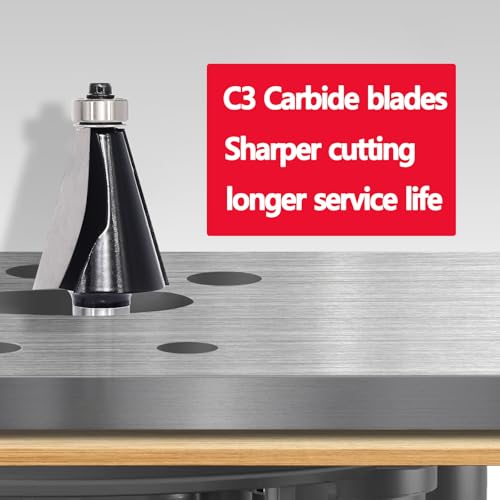 Image of Chamfer Router Bit 1 /2 Shank, 15 Degree Carbide 2-Flute Chamfer Cut, Edge Forming Bevel Router Bit, Chamfer Bit Miter Angle Router Cutters, for Miter Joints