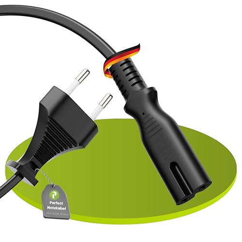 Perfecto Cable de Alimentación Euro, Enchufe Euro recto a Conector IEC C7 recto, Cable de Accesorio para Electrodomésticos, 1.50m, negro