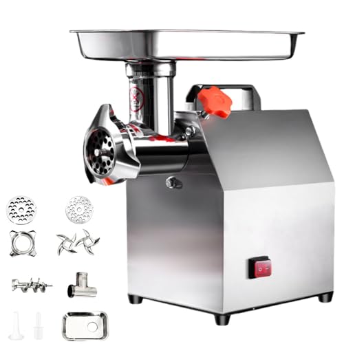 Deerou電動ミンサー、 304ステンレス 食用級業務用ミートグラインダー、 600W/900W 100kg/h/150kg/h 6mm/8mm/3穴 四つ葉刃付き 業務用キッチンチョッパーフードプロセッサーソ機家電 豚肉/牛肉/鶏肉/魚/唐辛子/ニンニク/大根 (タイプ8（処理能力：100kg/h）) - Deerou - 商品画像